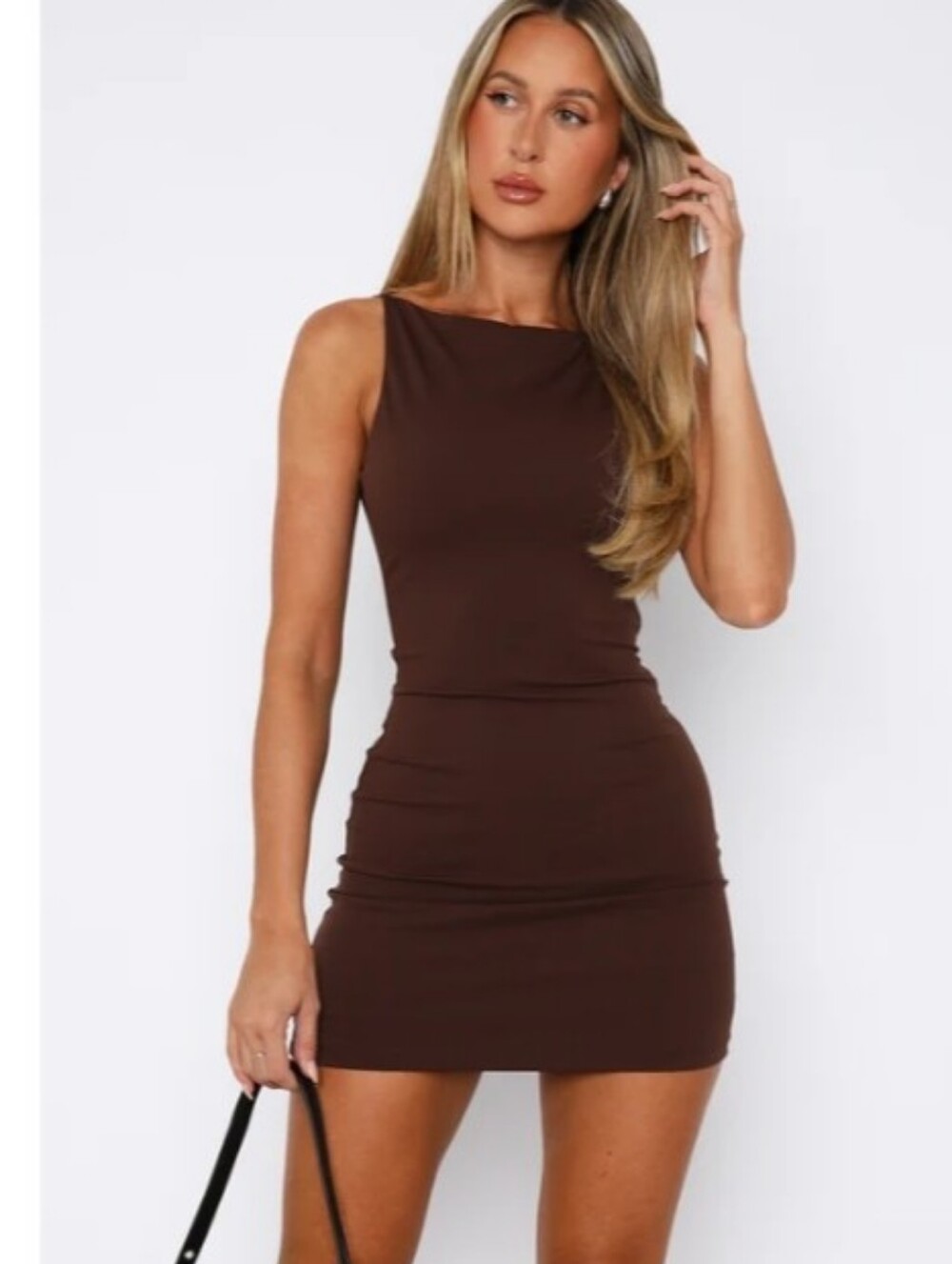White fox Dreams Become Reality Mini Dress Chocolate size S